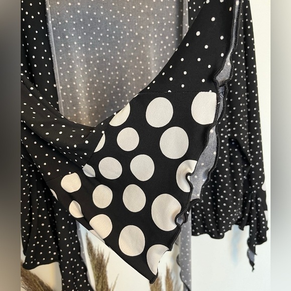 Hiroko Black Polka Dot Boho Women's open cardigan shrug size small - Picture 6 of 6